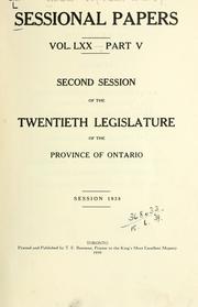 Cover of: ONTARIO SESSIONAL PAPERS. by Ontario. Legislative Assembly., Ontario. Legislative Assembly.