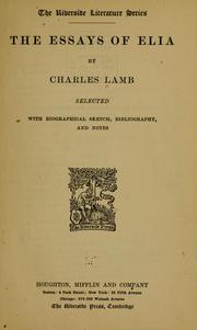 Cover of: The essays of Elia by Charles Lamb