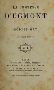 Cover of: La comtesse d'Egmont by Sophie Gay