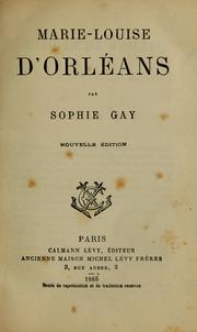 Cover of: Marie-Louise d'Orléans