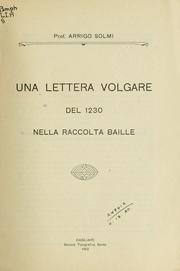 Cover of: Una lettera volgare del 1230 nella raccolta Baile. by Arrigo Solmi