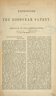 Cover of: Extension of the Goodyear patent. | United States. Patent Office