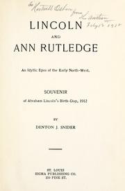 Cover of: Lincoln and Ann Rutledge by Denton Jaques Snider