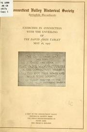 Cover of: Exercises in connection with the unveiling of the David Ames tablet, May 18, 1917 ...