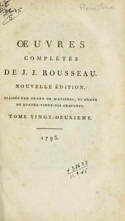 Cover of: Oeuvres completes de J.J. Rousseau