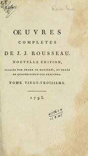 Cover of: Oeuvres completes de J.J. Rousseau by Jean-Jacques Rousseau