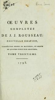 Cover of: Oeuvres completes de J.J. Rousseau by Jean-Jacques Rousseau