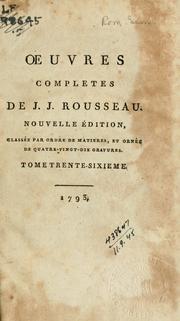 Cover of: Oeuvres completes de J.J. Rousseau by Jean-Jacques Rousseau