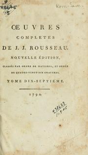 Cover of: Oeuvres completes de J.J. Rousseau by Jean-Jacques Rousseau