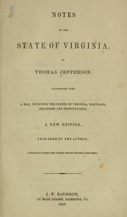 Cover of: Notes on the state of Virginia