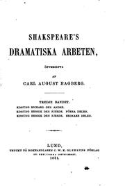 Cover of: Shakspeare's dramatiska arbeten, 3. bandet by William Shakespeare, Carl August Hagberg