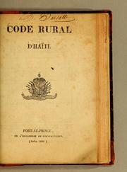 Cover of: Code rural d'Haïti.
