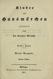 Cover of: Kinder und Hausmärchen by Brothers Grimm