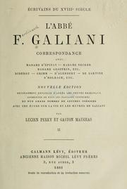 Cover of: Correspondance avec Madame d'Epinay, Madame Necker, Madame Geoffrin, etc. by Ferdinando Galiani