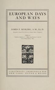 Cover of: European days and ways by James Fowler Rusling