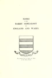 Cover of: Notes on Barry genealogy in England and Wales.