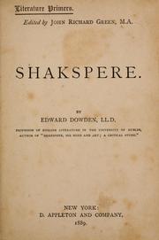 Cover of: Shakspere. | Dowden, Edward
