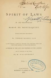 Cover of: The spirit of laws by Charles-Louis de Secondat baron de La Brède et de Montesquieu