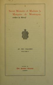 Cover of: Secret memoirs of Madame la marquise de Montespan by Françoise Athénaïs de Montespan