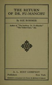 Cover of: The return of Dr. Fu-Manchu by Sax Rohmer