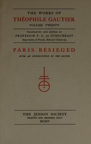 Paris besieged by Théophile Gautier