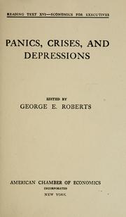 Cover of: Panics, crises, and depressions.