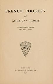 Cover of: French cookery for American homes