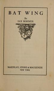 Cover of: Bat wing by Sax Rohmer