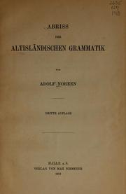 Cover of: Abriss der altisländischen Grammatik.