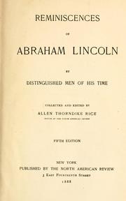 Cover of: Reminiscences of Abraham Lincoln: by distinguished men of his time