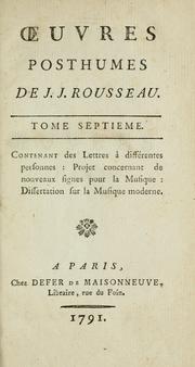 Cover of: Oeuvres de J.J. Rousseau