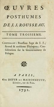 Cover of: Oeuvres de J.J. Rousseau, de Geneve by Jean-Jacques Rousseau