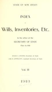 Cover of: Index of wills, inventories, etc. in the Office of the Secretary of State prior to 1901.