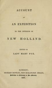Cover of: Account of an expedition to the interior of New Holland by Fox, Mary Lady.