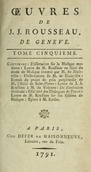 Cover of: Oeuvres de J.J. Rousseau, de Geneve by Jean-Jacques Rousseau