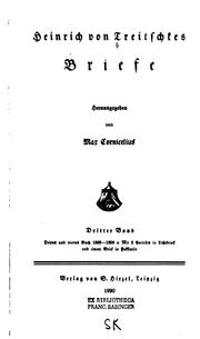 Cover of: Heinrich von Treitschkes Briefe: Dritter Band