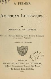 Cover of: A primer of American literature. by Charles F. Richardson, Charles F. Richardson