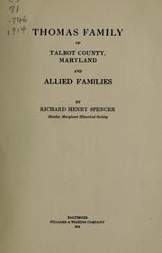 Cover of: Thomas family of Talbot county, Maryland, and allied families