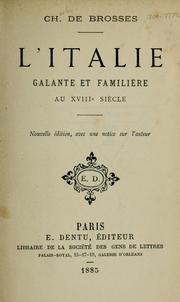 Cover of: L' Italie: galante et familière au XVIIIe. siècle.