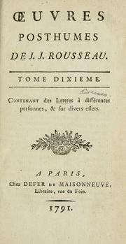 Cover of: Oeuvres de J.J. Rousseau.