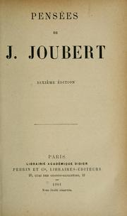 Cover of: Pensées de J. Joubert.