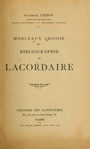 Cover of: Morceaux choisis et bibliographie de Lacordaire