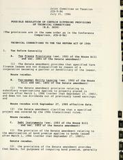 Cover of: Possible resolution of certain differing provisions of technical corrections (H.R. 3838). by 