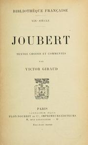 Cover of: Joubert by Joubert, Joseph