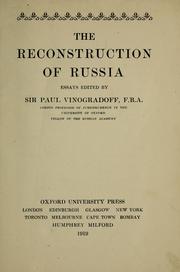 Cover of: The reconstruction of Russia by Paul Vinogradoff
