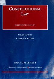 Cover of: 2000 supplement, Constitutional law, thirteenth edition