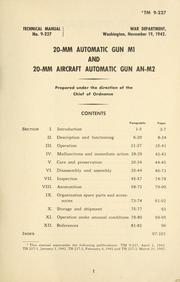 Cover of: 20-mm automatic gun M1 and 20-mm aircraft automatic gun AN-M2 by United States Department of War