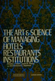Cover of: The art and science of managing hotels/restaurants/institutions =: formerly The art and science of modern innkeeping