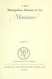 Cover of: The Metropolitan Museum of Art Miniatures Album I by 