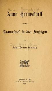 Cover of: Anna Hermsdorff: Trauerspiel in drei Aufzügen